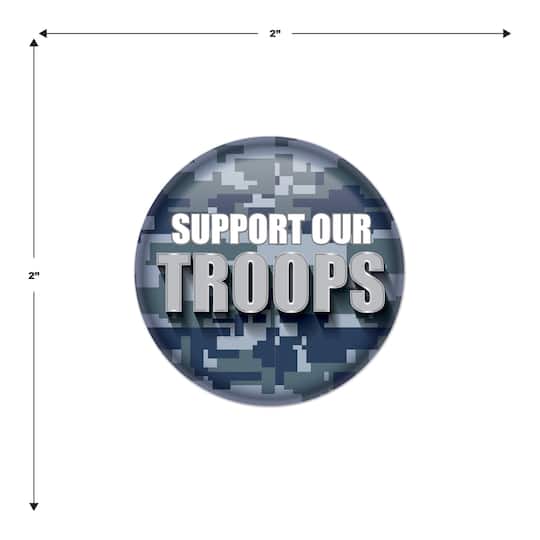 Beistle 2" Grey Camouflage Support Our Troops Buttons, 6ct.